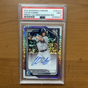 2024 Bowman Chrome  Caleb Durbin Prospect Autograph Mini-Diamond Refractor PSA 9 - Picture 1 of 4