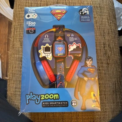 PlayZoom SUPERMAN KIDS SMARTWATCH with Headphones! 25+ GAMES, Store 500 PHOTOS 3 - Image 1 of 4