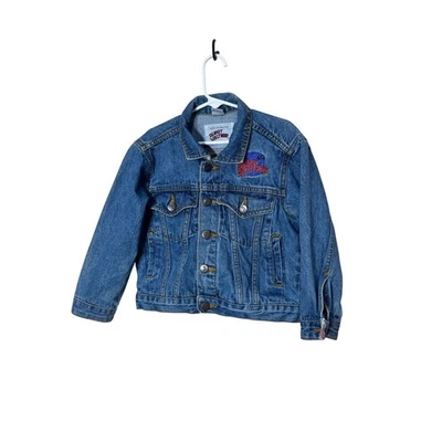 复古 Kids Planet Hollywood 牛仔夹克 6 码牛仔裤刺绣休闲 — 第 1/4 张图片