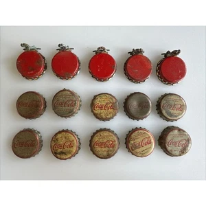 Group Vintage Coca Cola Cork Lined Bottle Caps And Red Caps With Twist Wire Tops - Picture 1 of 4