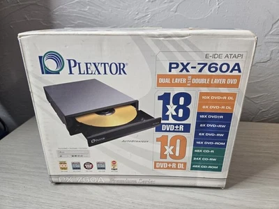 SEALED Plextor PX-760A CD/DVD Rewritable Drive Dual-Layer DVD+R E-IDE ATAPI  - Image 1 of 4