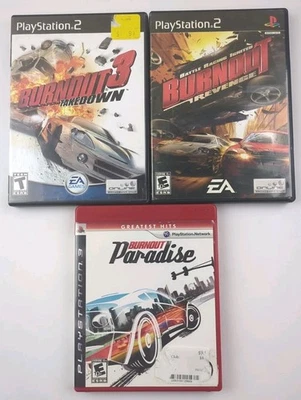 Burnout 3: Takedown + Revenge + Paradise 3 Juego Paquete Lote PS2 PS3 CIB Probado Foto 1 de 4
