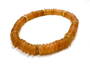 Orange Aventurin Rondell Perlen Stretch Armband 6,5" - 6 mm Edelstein - Bild 1 von 2