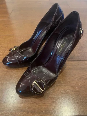Zapatos de tacón Louis Vuitton cuero rojo vino EU34.5/US4.5 112393c Foto 1 de 4