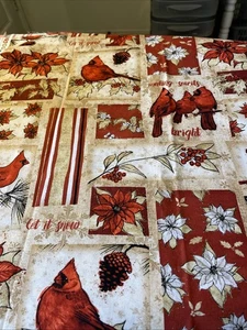 David Textiles Cotton Fabric Christmas RED CARDINALS Holiday Gem 1 Yd+12” x 18”. - Picture 1 of 6