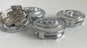4 Toyota 57mm Silver Chrome Logo Wheel Center Caps Fits Corolla Prius & Yaris - Picture 1 of 5