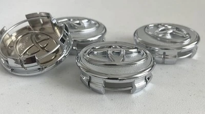 4 Toyota 57mm Silver Chrome Logo Wheel Center Caps Fits Corolla Prius & Yaris - Image 1 of 4