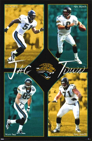 Jacksonville Jaguars JAG TOWN 1998 23x35 POSTER - Mark Brunell, Boselli, Hardy + Cover
