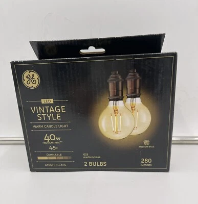 GE - Vintage 280-Lumen, 4.5W Dimmable G25 LED Light Bulb, 40W Equivalent (2-P... - Image 1 of 3