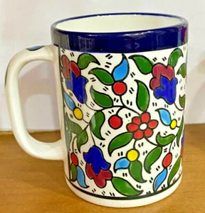 Ceramic Mug Hebron Crafts Handmade Painting Tea Coffee Decor multi-color Pattern - Picture 1 of 6