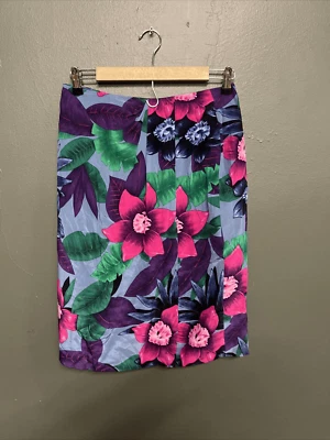 复古 Dana Buchman 女式裙子 100% 真丝 10 码裹身拉链多色 — 第 1/3 张图片