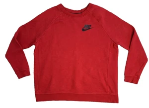 Nike Sweatshirt Womens Large Red Fleece Print Pullover Crewneck Long Sleeve - Picture 1 of 6