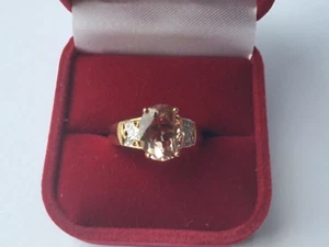 Precioso solitario de morganita de 2,14 quilates con detalles de diamantes engarzado en oro de 9 k - Imagen 1 de 4