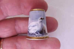 THIMBLE SOCIETY 1989 CHINA THIMBLE PAINTED BY N.CREED GUILDED BY RUSSELL (2297) - Bild 1 von 7