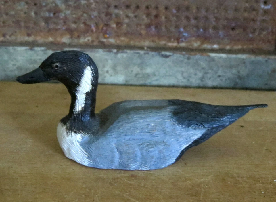 Wood Carved Folk Art Duck Decoy w Glass eyes Signed PHIL RARIDEN XMAS 1988 - Image 1 of 4