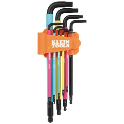 Klein Tools BLS9M Color Coded Extra-Long L Style Hex Key Caddy Set, Metric, 9 Pc - Image 1 of 4