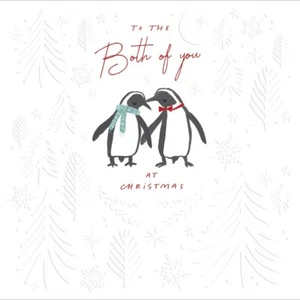 To The Both of You at Christmas Card – Lovely Penguins Skating Illustration - Picture 1 of 1