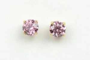 14K Solid Yellow Gold 3mm Round June Birthstone Stud Pushback Earrings BY3-6 - Picture 1 of 2