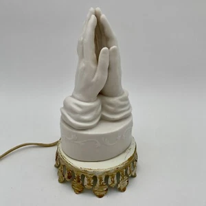 VTG Praying Hands Ceramic Night Light Table Lamp Jesus Religious Figure MCM Art - Picture 1 of 14