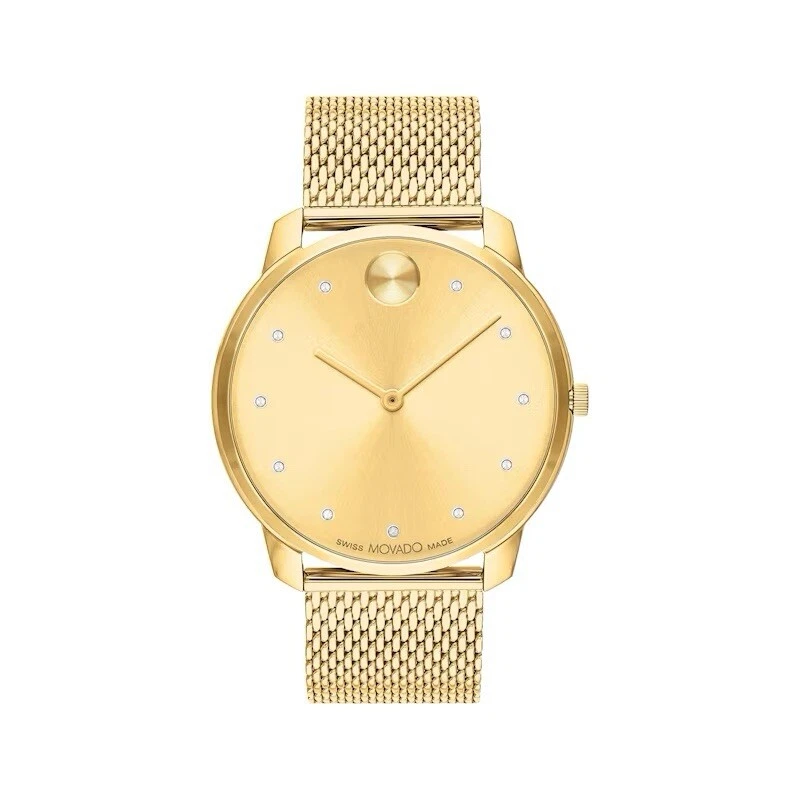Movado Bold Evolution Quartz Crystal Gold Dial Men's Watch 3600903