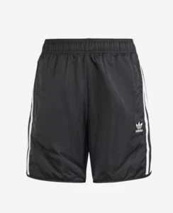 ADIDAS ' BLACK ' GRADE SCHOOL 3-STRIPE SHORTS ' NYLON ' SIZE LARGE - KIDS - Picture 1 of 3
