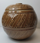 Vintage Cookie Jar Art Pottery USA Honey Color with Impressed Pattern 8.75'' *