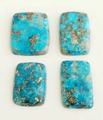 4 pcs Rectangular 100% Genuine Persian Turquoise Cabochons 21-23.5mm - Image 1 of 4