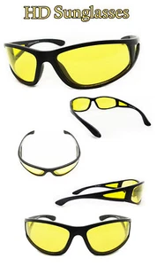 HD Pilot Sunglasses Night Vision Driving Glasses Yellow Lens Anti Glare UV400 - Picture 1 of 5