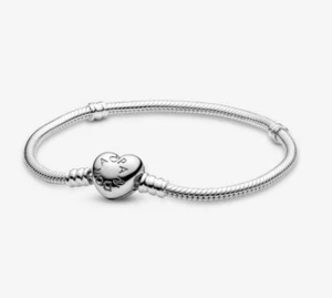 "PANDORA" MOMENTS MERAVIGLIOSO BRACCIALE CHIUSURA A CUORE ❤ ARGENTO NUOVO 21cm! - Foto 1 di 3