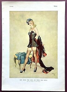 ORIGINAL 1940's DAVID WRIGHT COLOUR PLATE - "OFF WITH THE OLD, ON WITH THE NEW"