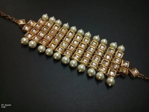 Traditional Bridal Kundan Bollywood Ethnic Gold Tone Women Bracelet Latest - Picture 1 of 2