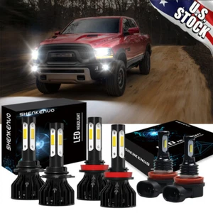 6x LED Headlight Hi/Low beam Fog Light Bulbs 6000K For Dodge RAM 1500 2019 2020 - Picture 1 of 12