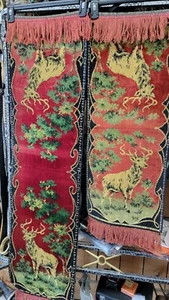 Vintage 3 Piece Table Velvet Runner With Stag Deer - Picture 1 of 7