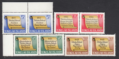 TOKELAU ISLANDS BECOME PART OF GILBERT & ELLICE ISLANDS 4 PAIRS FINE MINT STAMPS Cover