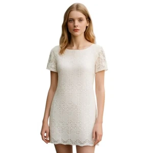 Lulus Love You For Eternity Spitzenkleid Damen S Weiß Mini Cocktail Party Neu mit Etikett - Bild 1 von 11