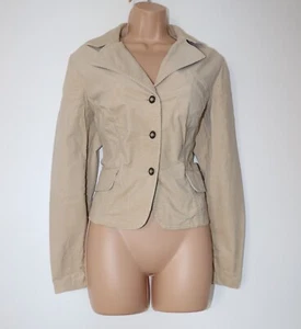 Women's STREET ONE Fitted Sand Corduroy 98% Cotton Unlined Jacket Blazer UK14 - Picture 1 of 14