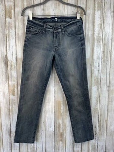Pantalones de mezclilla ajustados únicos desgastados 7 For All Mankind Roxanne ITALIA 26 raros - Imagen 1 de 11