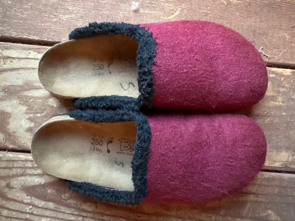 Zuecos sin cordones Birkis Birkenstock Borgoña Lana/Mezcla con ribete negro Talla 39/US 8 Foto 1 de 4