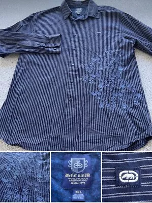 Ecko Unltd Button Up Shirt Men 3XL Embroidered Logos Long Sleeve  Streetwear - Image 1 of 4