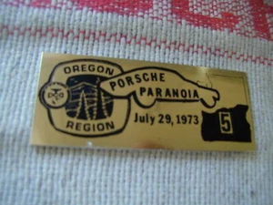 Porsche Club of America PCA Porsche Paranoia Oregon Region dash plaque 1973 NOS - Imagen 1 de 2