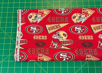 49ers San Francisco Retro Fabric, HALF YARD, Football Team 100% Cotton Fabric - Image 1 of 4