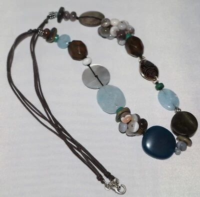 Silpada Silver Blue Quartzite, Agate & Shell "Watercolors" Necklace N2228 - Image 1 of 4