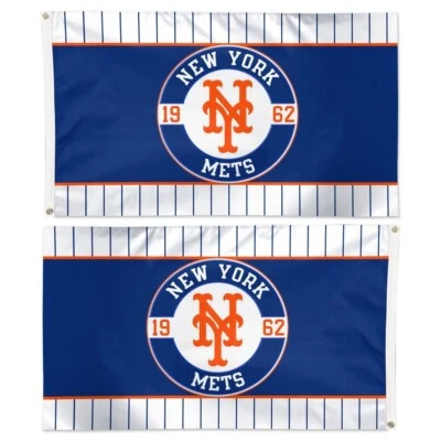 NEW YORK METS APPLIQUE EMBROIDERED 3'X5' 2 SIDED FLAG NEW WINCRAFT 👀 - Image 1 of 2