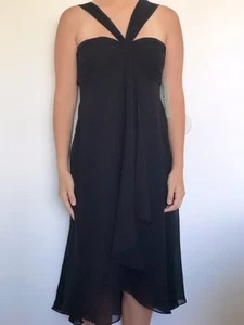 MAGGY LONDON Women NWT Black chiffon sheer midi dress size 4 Convertible 1001 - Picture 1 of 12