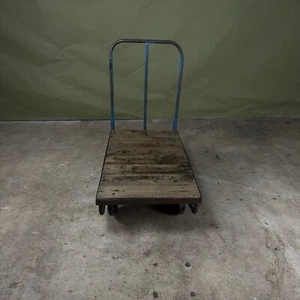 Large Industrial Metal and Old Pine Print Works Trolley - Picture 1 of 4