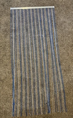 "Cortina de puerta con cuentas 32""x72"" azul acrílico transparente hebras en barra de aluminio" Foto 1 de 4