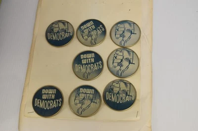 DE COLECCIÓN ABAJO CON DEMÓCRATAS INTERMITENTE / BOTÓN LENTICULAR PIN lote de 8 (PB#73) Foto 1 de 4