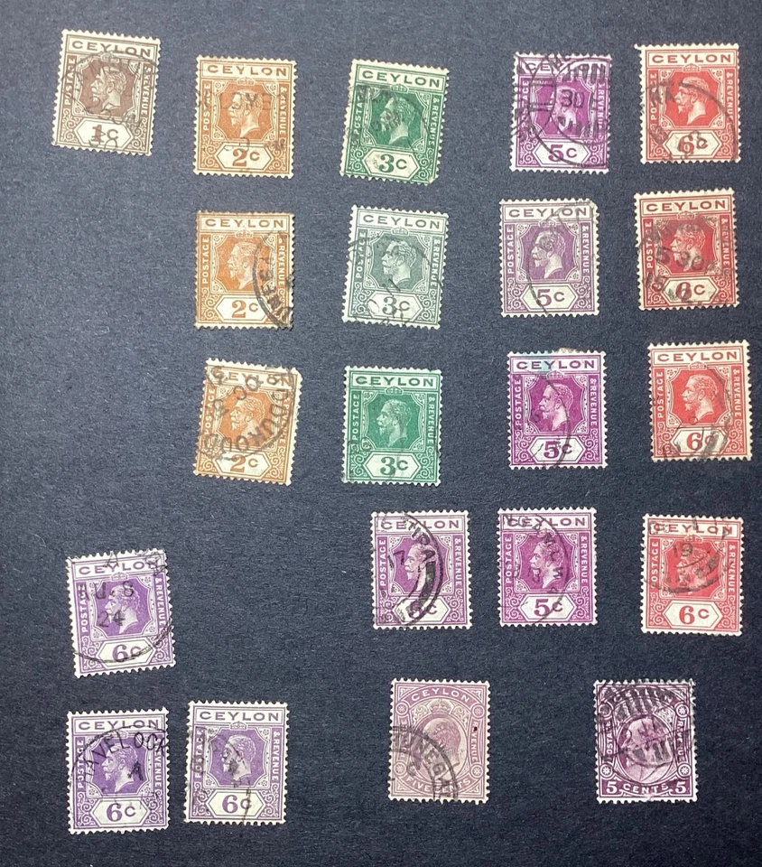 British Ceylon Stamps Various King Edward VII Lot of 21 Used Hinged 1903-1912 - Image 1 of 1