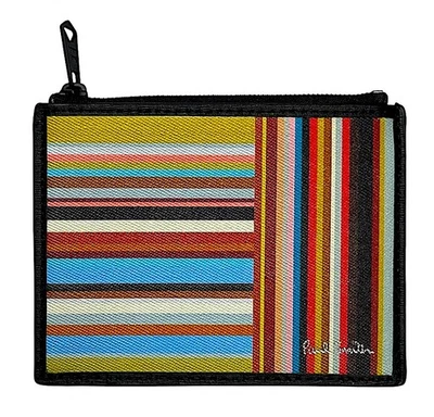 Paul Smith Card Holder Wallet Leather Zip Top Signature Artist Stripe Italy NEW - Image 1 of 4