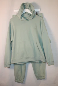 Calvin Klein Sweat Pant Set Womens L/XL Mint Green Hoodie Stretch Athleisure - Picture 1 of 20